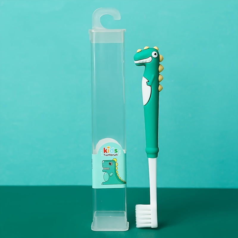 Toothbrush with Soft Bristles and Cute Cartoon Dinosaur Design, Individually Packaged