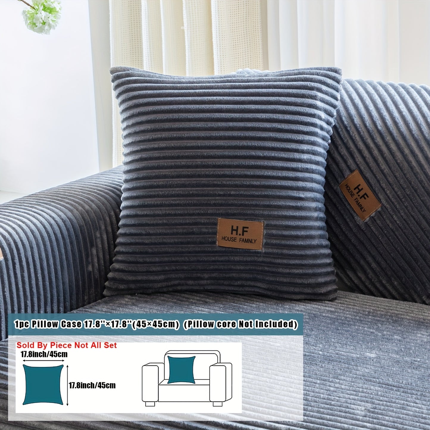 Modern striped sofa cover made of thick flannel fabric, pet-friendly and non-slip. Suitable for 1 to 4-seater sofas, soft and machine washable. Perfect for home and office decor.