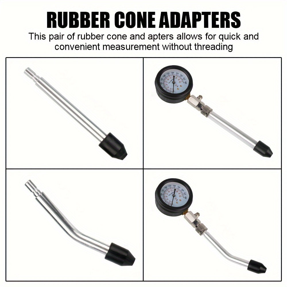 Automotive Cylinder Tester Kit with Compression Meter and Pressure Gauge.