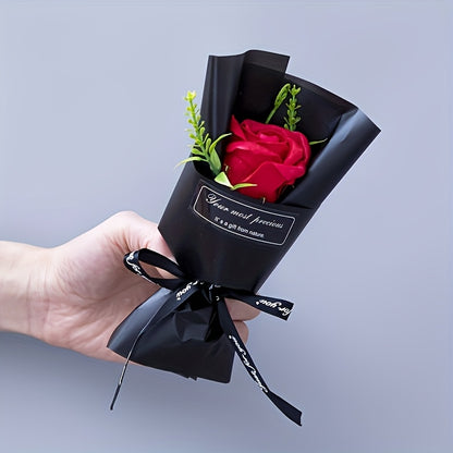 Romantic mini rose soap flower bouquet - ideal for Valentine's Day, Christmas, birthdays, and Thanksgiving decorations