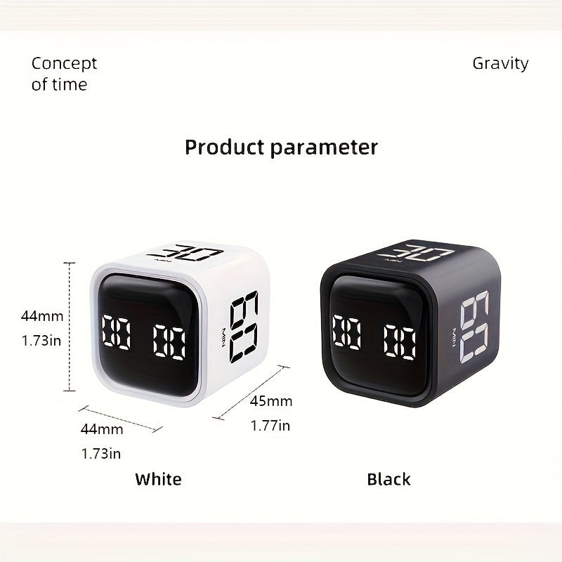 Modern Kitchen Timer with Visual Display, Two Speed Options, Motion Detection, Rechargeable Battery - Electronic Timer for Students, Alarm and Time Management, Made of Plastic