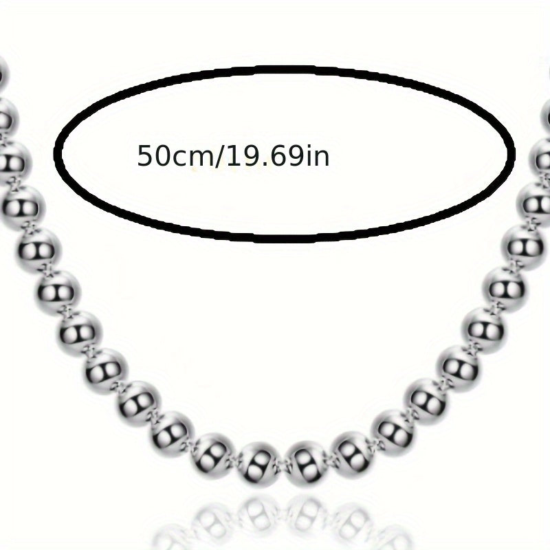 Retro-chic 925 Sterling Silver Beaded Necklace - Featuring 8mm Hollow Beads, Sophisticated Unplated Jewelry, Ideal for Everyday Wear and Gift-Giving, Great for Mardi Gras Celebrations, Suitable for any Season