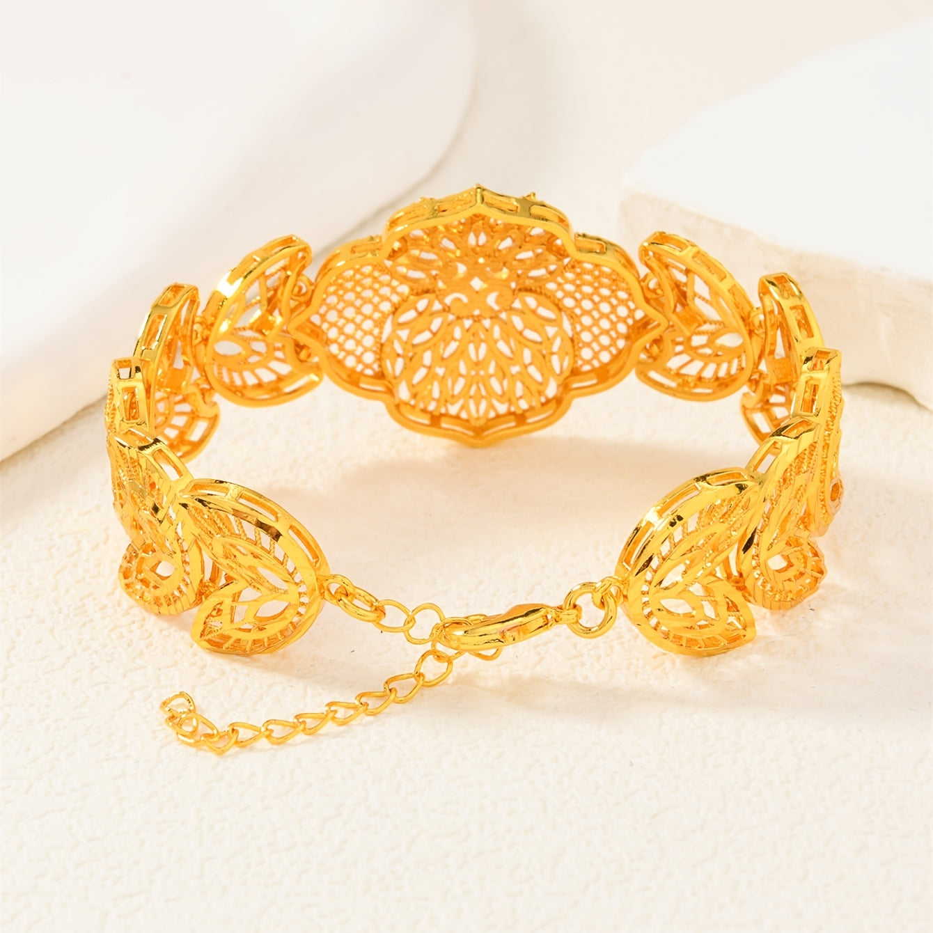 Stylish 24K Gold Plated Copper Cuff Bracelet featuring a Unique Hollow Heart & Butterfly Wing Design - Trendy Urban Arabian Jewelry for Women, Ideal for Wedding, Banquet, and Ramadan Events - One Size Fits All.