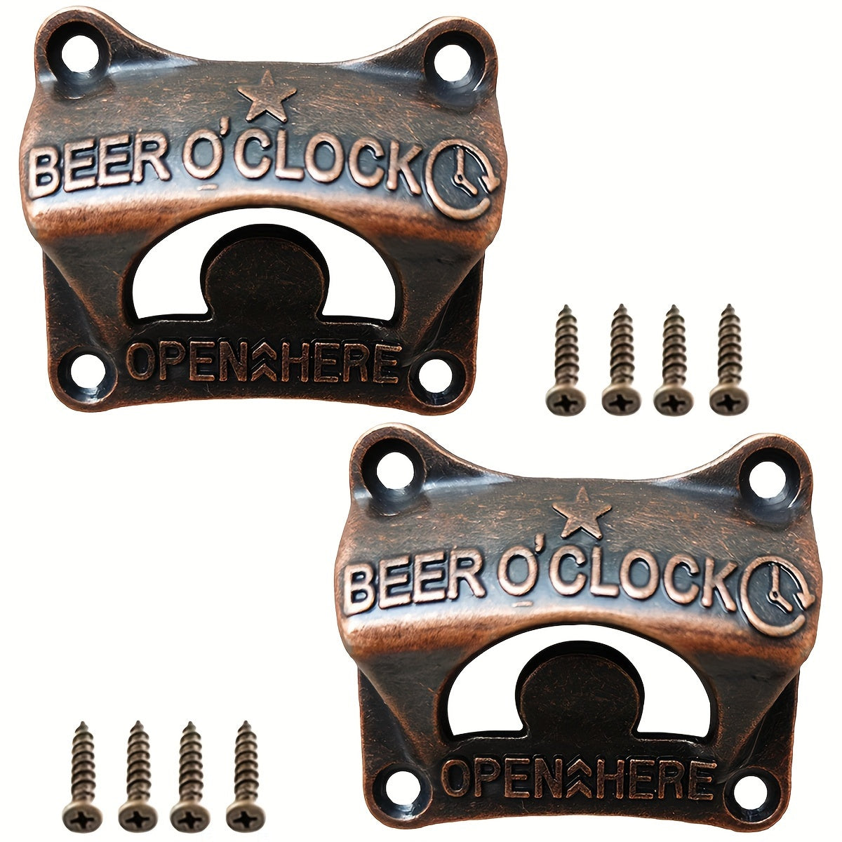 Embossed "Beer O' Clock" Cat Shape Bottle Opener Wall Mounted Retro BBQ DIY Solid Beer Opener Tools, Kitchen Gadgets.