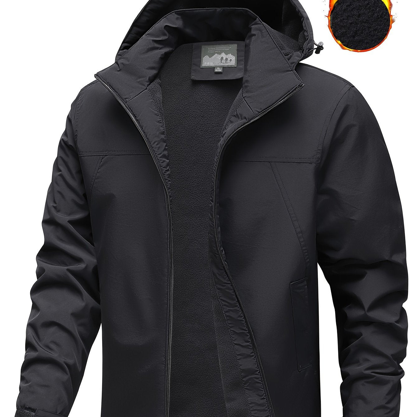 2024 New Winter Men's Solid Color Jacket for Outdoor Casual Hooded Fleece Coat