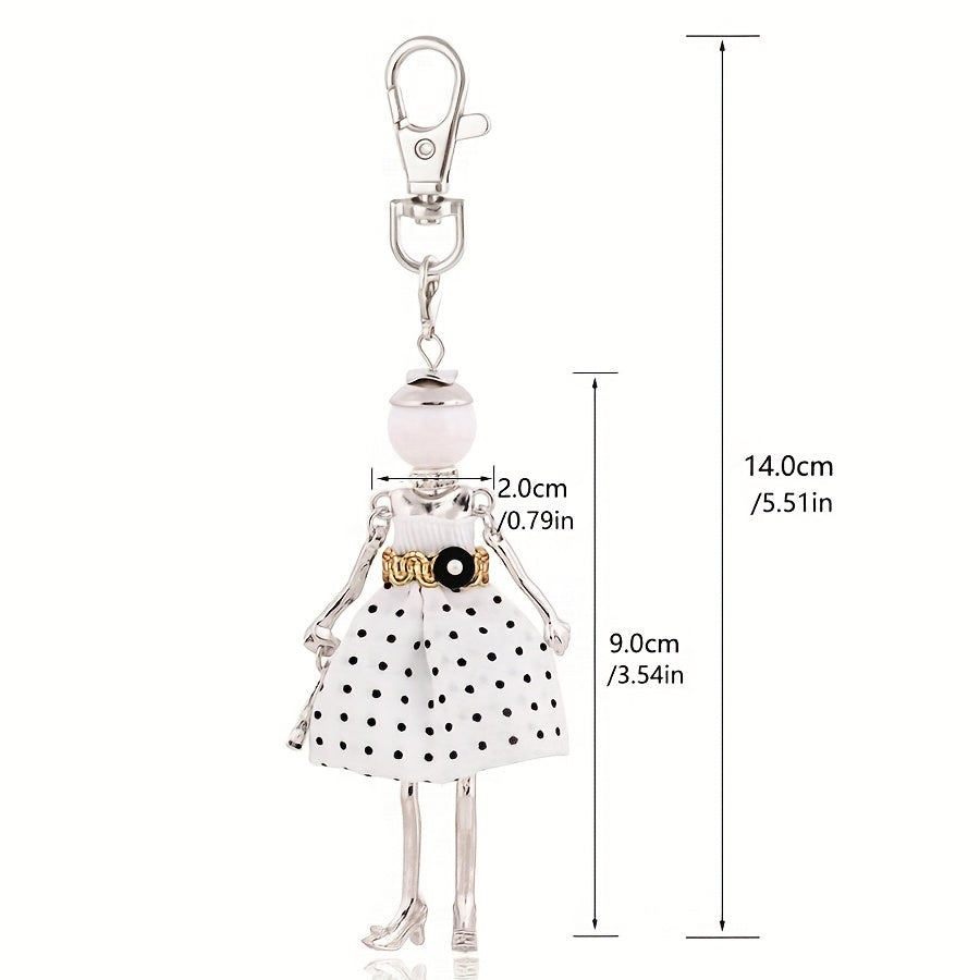 Cute Fashion Key Ring Purse Bag Backpack Car Pendant Charm Polka Dot Lady Model Keychain - Perfect Wedding Accessory and Women's Gift