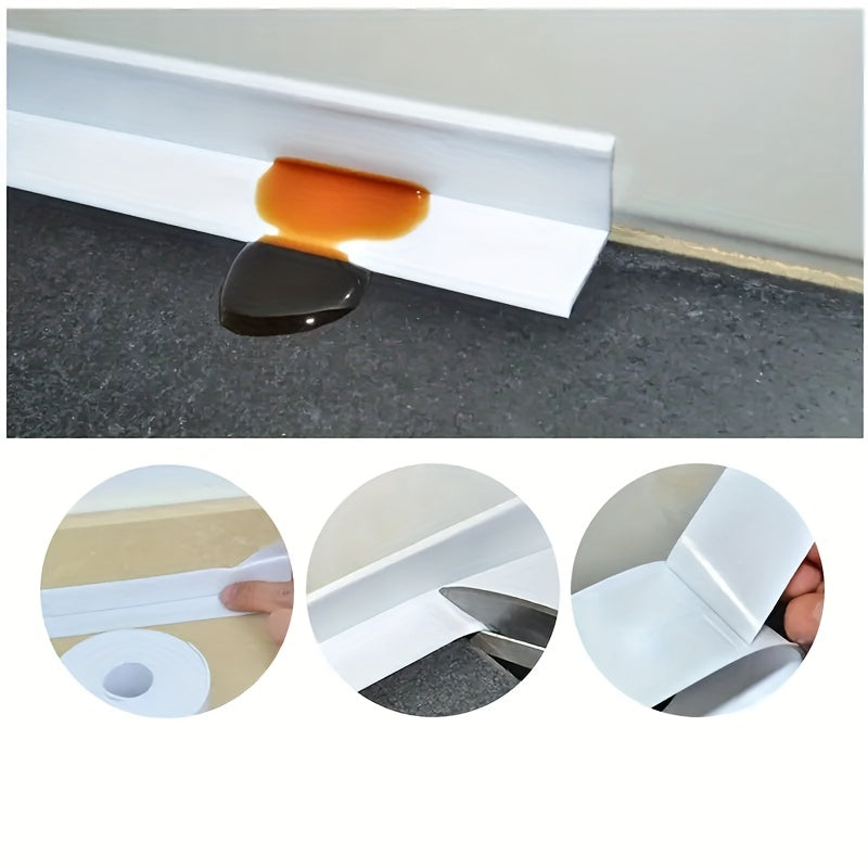 Waterproof PVC sealing strip for bathrooms and kitchens, self-adhesive and 3.2m long.