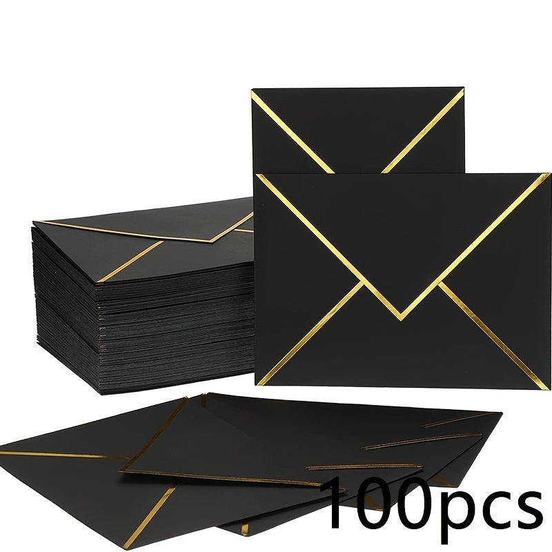 50/100pcs C6 Letter Envelope featuring Western-style design, gilded double-offset paper for Wedding Invitations.