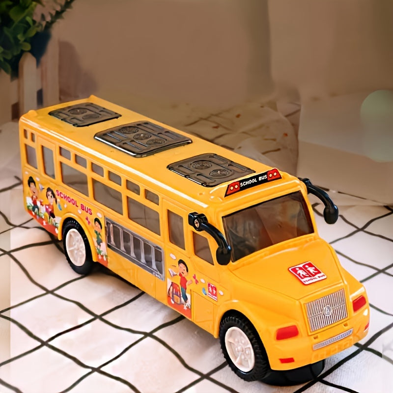 All-Wheel Drive Simulation Bus and Car Toy with Music and Lights, Electric School Bus, Perfect Gift for Boys and Girls