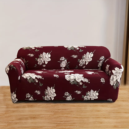 Four Seasons Printed Sofa Cover with Elastic Slipcover for Couch Protection from Cats, Ideal for Living Room or Office.