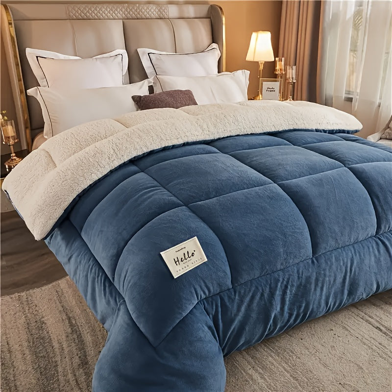 Contemporary Reversible Plaid Comforter - All-Season Quilted Duvet Insert with Box Stitch, Made of Ultra Soft Milk Velvet Fabric and Medium Weight Polyester Fill. This Multipurpose Comforter is Machine Washable and Comes in 9 Sizes. Perfect for a