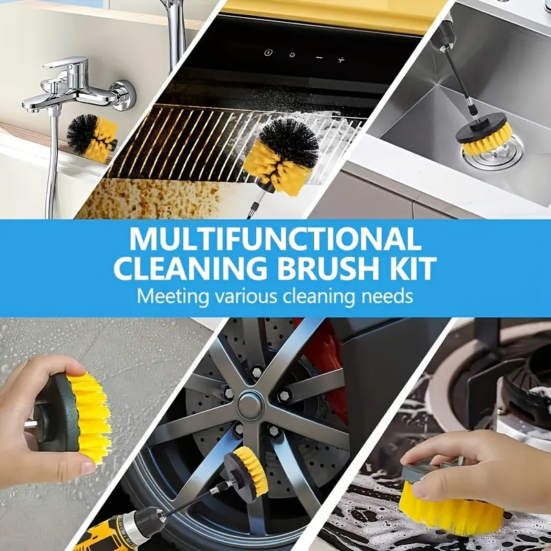 Set of 23 Pieces Including Drill Brushes, Window Brushes, Blind Spot Brushes, Dust Cleaning Brushes, Scouring Pads, and Drill Brush Accessories. Ideal for Cleaning Crevice Floors, Bathrooms, Kitchens, Tiles, Corners, Floors, Car Wheels, and Blind Spots.