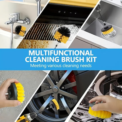 Set of 23 Pieces Including Drill Brushes, Window Brushes, Blind Spot Brushes, Dust Cleaning Brushes, Scouring Pads, and Drill Brush Accessories. Ideal for Cleaning Crevice Floors, Bathrooms, Kitchens, Tiles, Corners, Floors, Car Wheels, and Blind Spots.