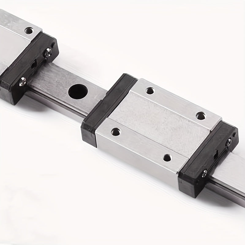 Durable steel linear rail with MGN9H sliding block for DIY projects. Features precision movement, easy installation with mounting holes, and compact steel construction.