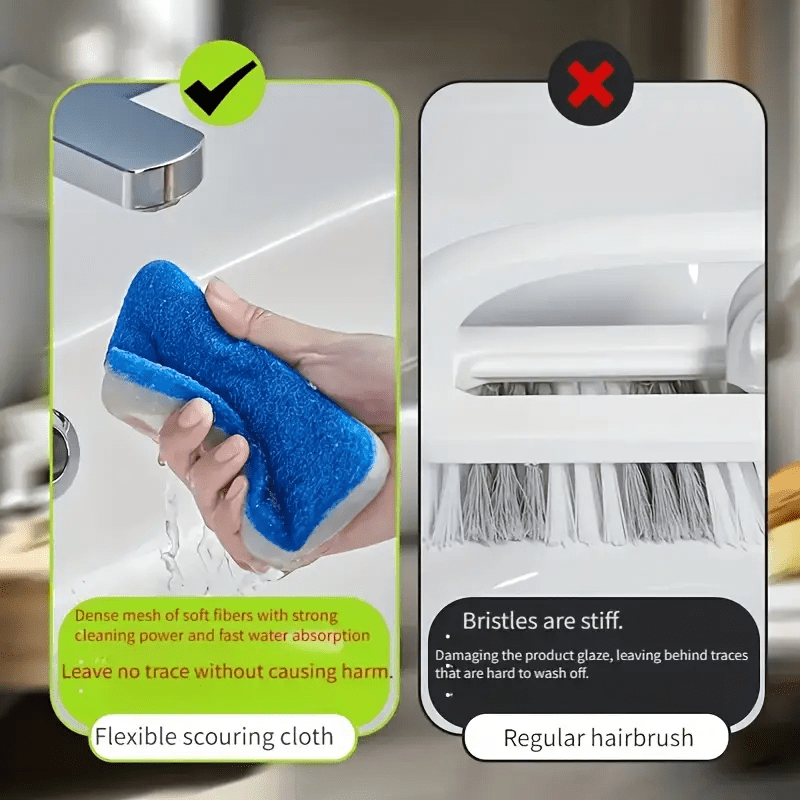 This set includes three versatile bathroom cleaning brushes and sponges that can be used on bathtubs, floors, walls, and windows. Made of durable plastic, they are reusable, portable, and non-electric, making them suitable for both dorms and homes.