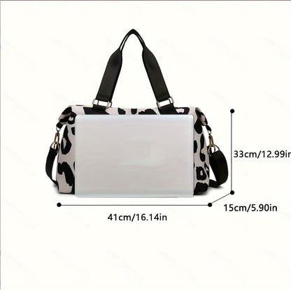 Leopard pattern sports bag with large capacity, suitable for gym and travel