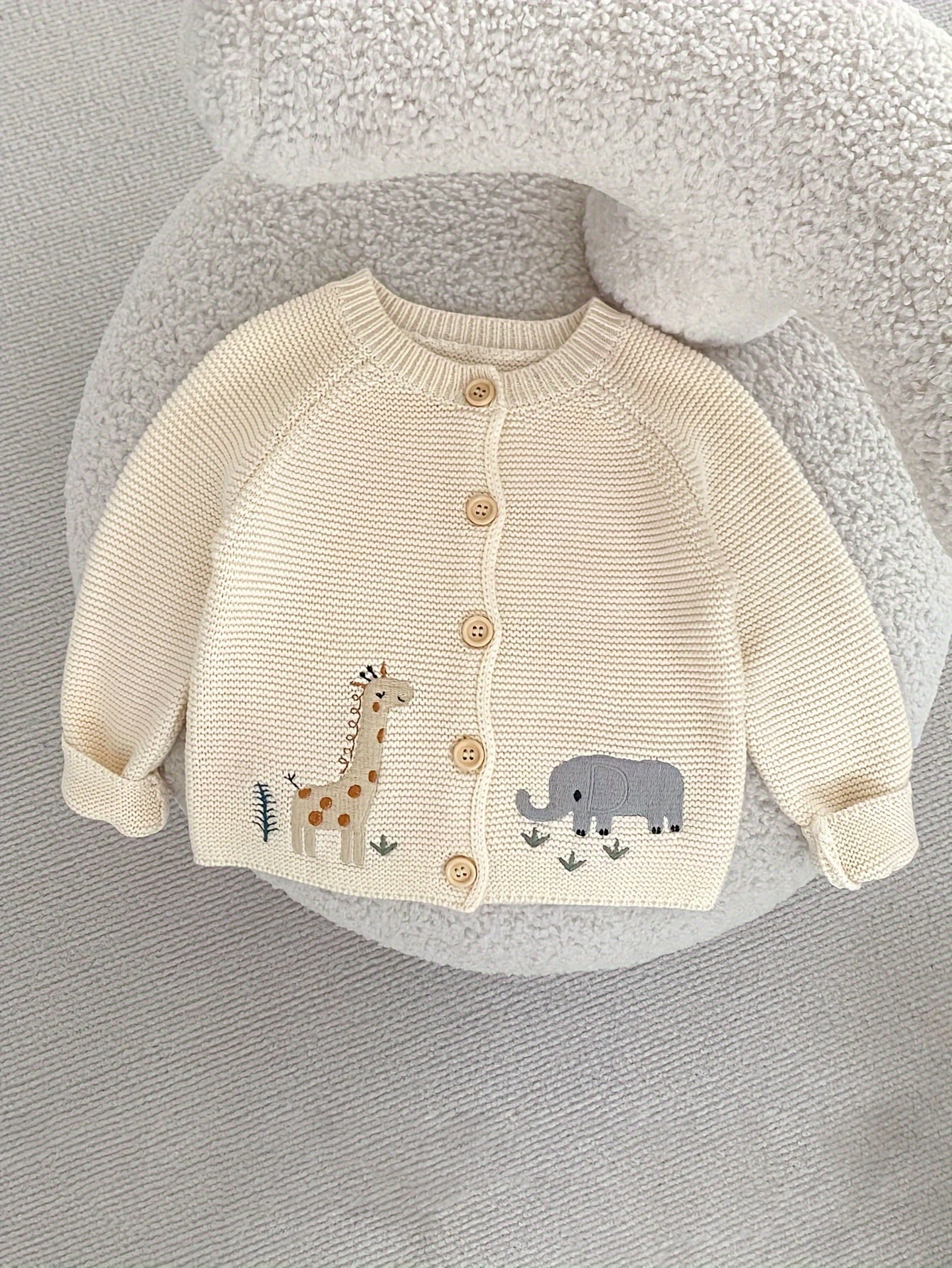 Cute cartoon knit cardigan for baby girls, crew neck, long sleeve with slight stretch, regular fit for spring/fall. 100% cotton.