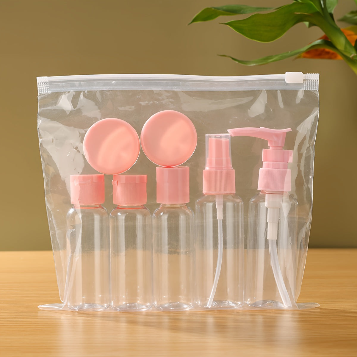 7-piece travel bottles for toiletries, refillable, perfect for shampoo, conditioner, lotion, soap, and body wash.