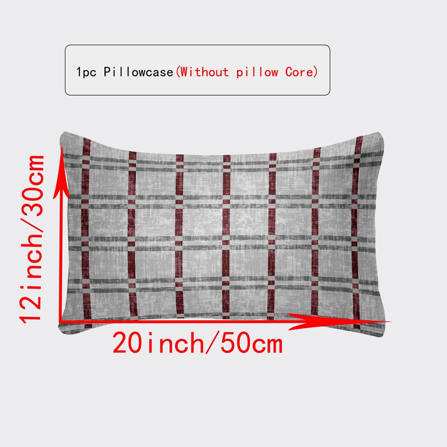 Luxurious Pillowcase with Envelope Closure - Available in Various Sizes (30x50cm to 50x75cm) - Stylish Designs in White, Gray Plaid, Red Plaid, Green Botanicals, Leopard Print, and Geometric Patterns - Suitable for Every Season, Great for Home Decor Gifts