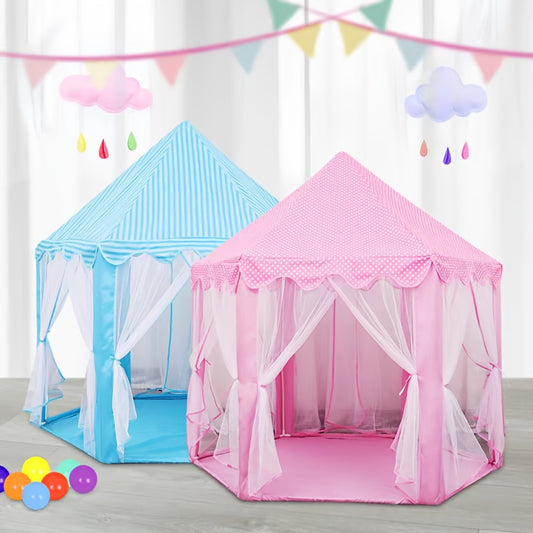 Pink Hexagonal Princess Castle Tent for indoor and outdoor play, perfect for imaginative playtime.