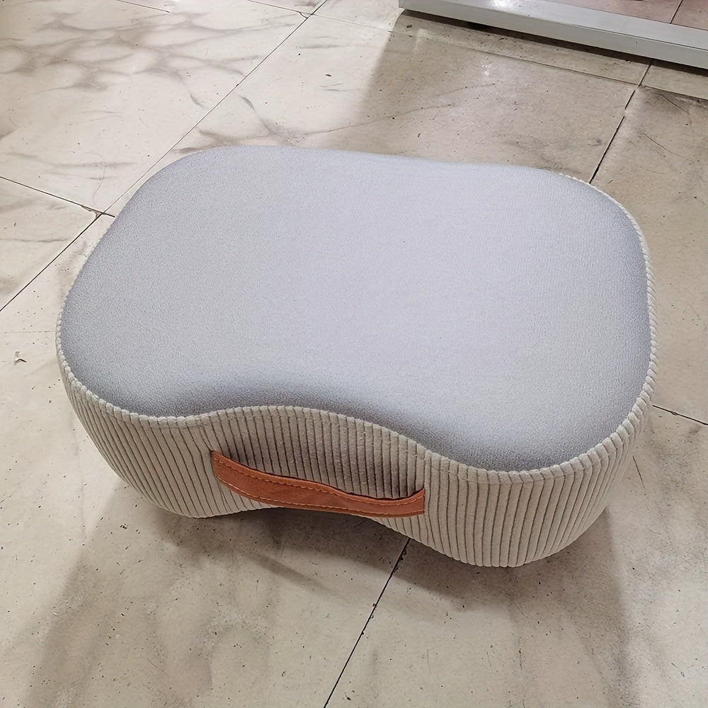 Elegant White and Orange Wooden Footstool with Polyester Cover - Multi-Purpose Shoe Changing Seat for Living Room or Bedroom