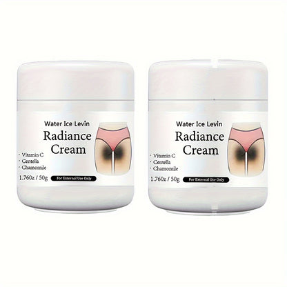 Water Ice Levin Radiance Cream, 1.76oz - Infused with Vitamin C, Nicotinamide & Centella for Illuminating Skin Care on Body, Underarm & Intimate Areas. Moisturizing & Exfoliating