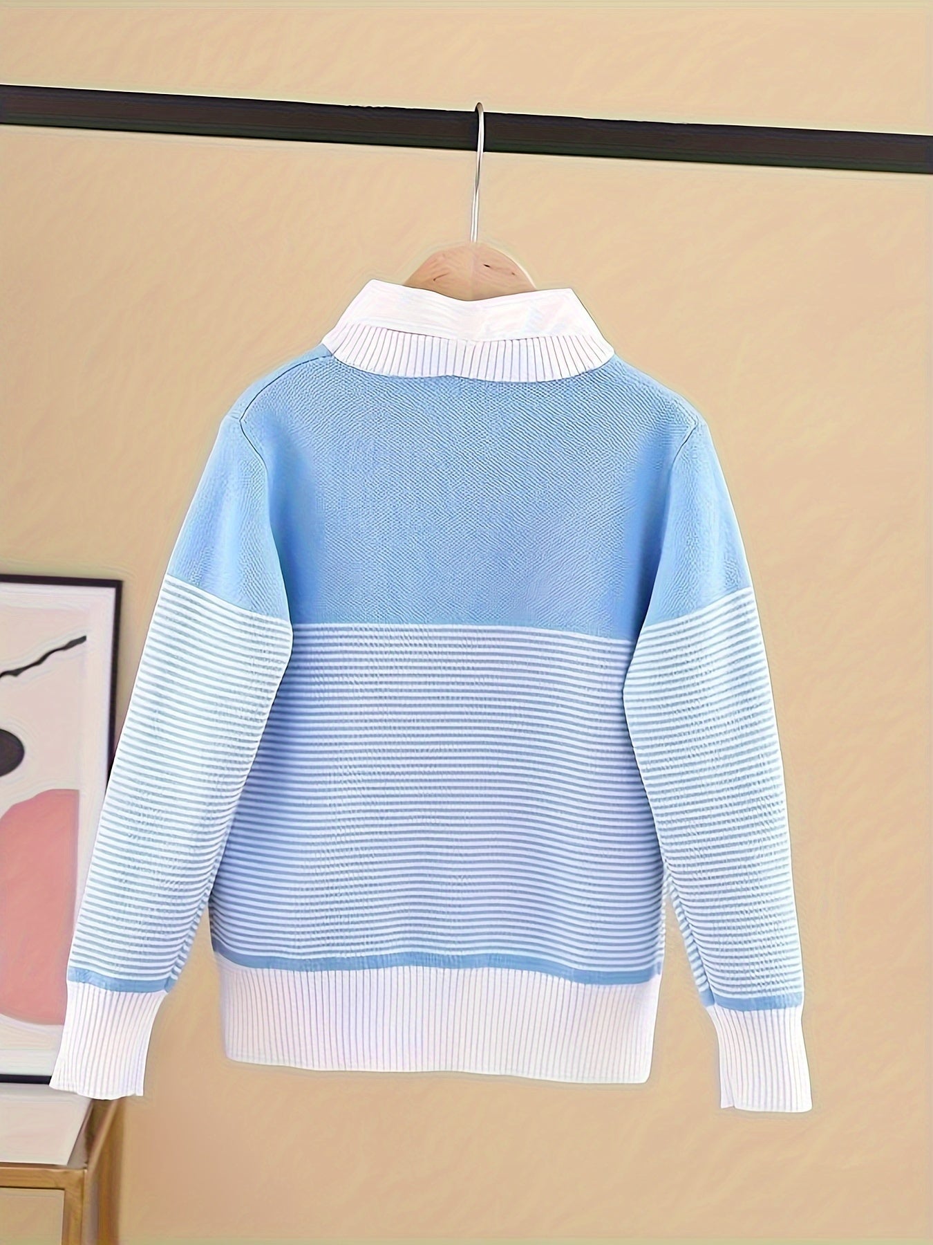 Boy's Long Sleeve Knit Pullover: Perfect for Outdoor Casual Activities in Spring and Autumn