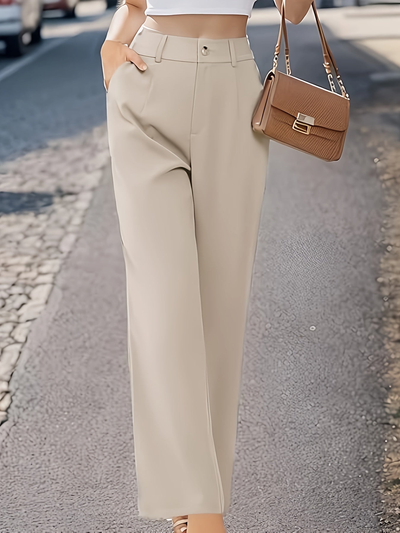 Stylish straight leg pants for women, perfect for office or casual wear.