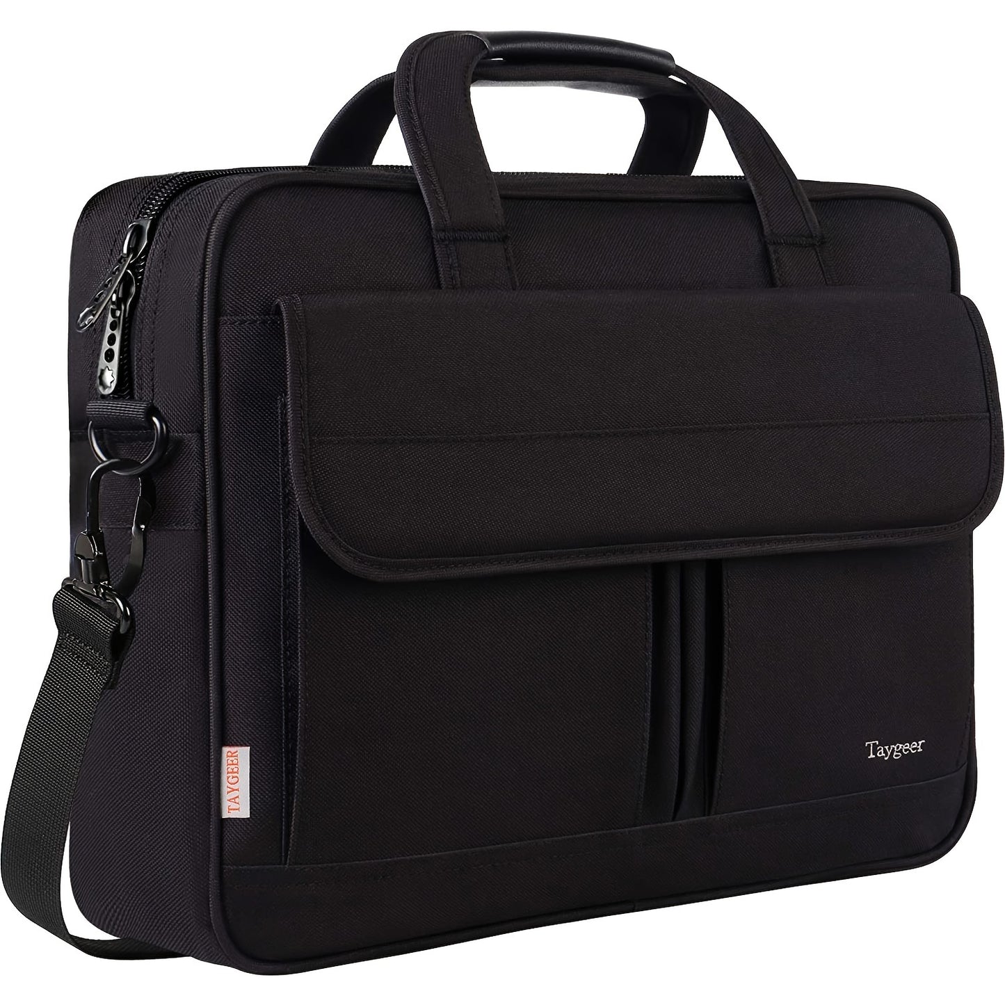 TAYGEER 15.6-Inch Laptop Briefcase in Black, Durable Polyester with Adjustable Strap, Multi-Compartment Organizer for Business & Travel, Ideal Gift for Men & Women, Versatile & Stylish