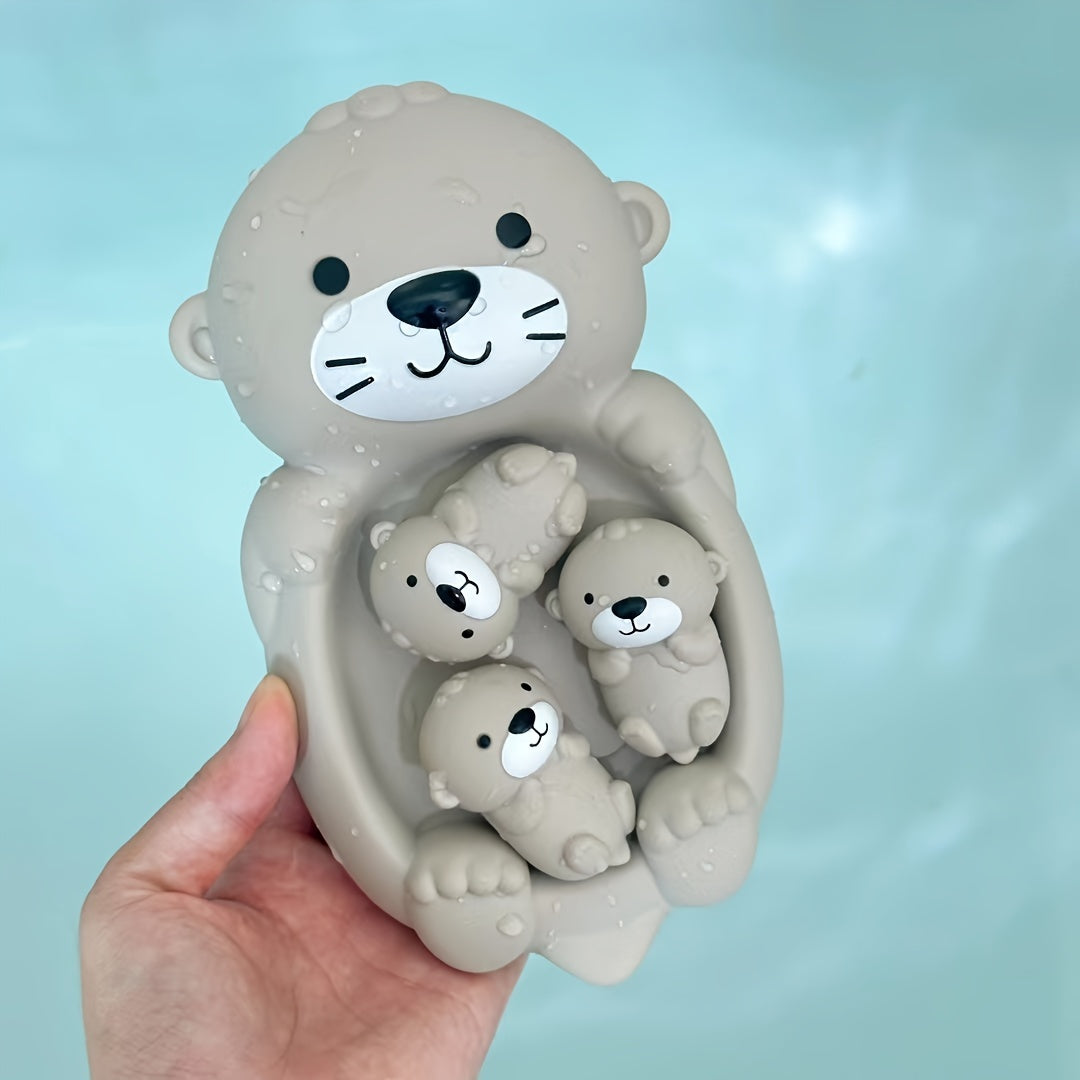 Bath Time Fun Set for Kids - Silicone Otter and Seal Water Toys with Musical Pinch, Stacking Feature, and Floating Action - Perfect for Babies and Toddlers to Make Bath Time Enjoyable