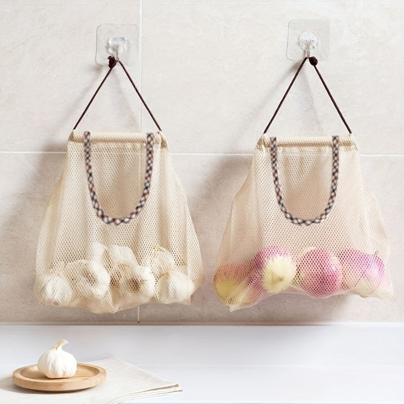 Large Capacity Hanging Storage Bag for Kitchen Organization - Mesh Pouch