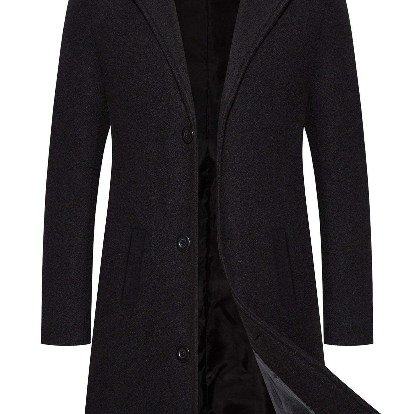 Elegant solid coat for plus-size men, perfect for fall and winter.