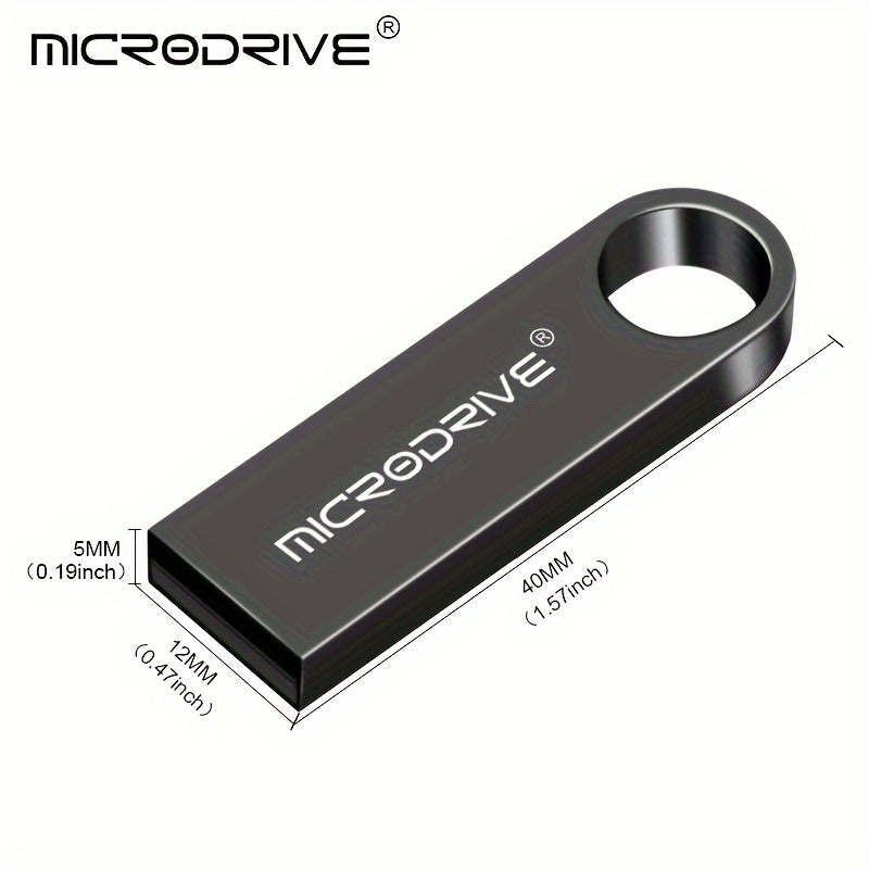 MICRODRIVE USB 2.0 Flash Drive available in storage options from 4GB to 128GB, portable with key ring attachment, suitable for data transfer and backup.