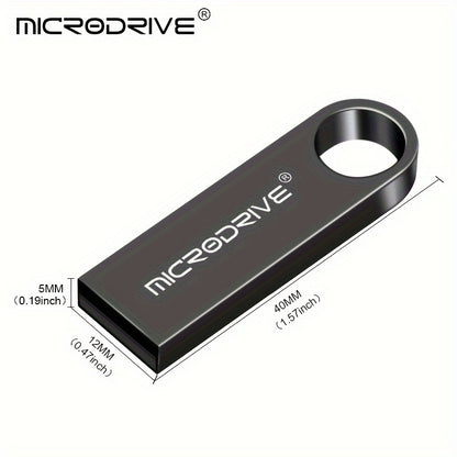 MICRODRIVE USB 2.0 Flash Drive available in storage options from 4GB to 128GB, portable with key ring attachment, suitable for data transfer and backup.