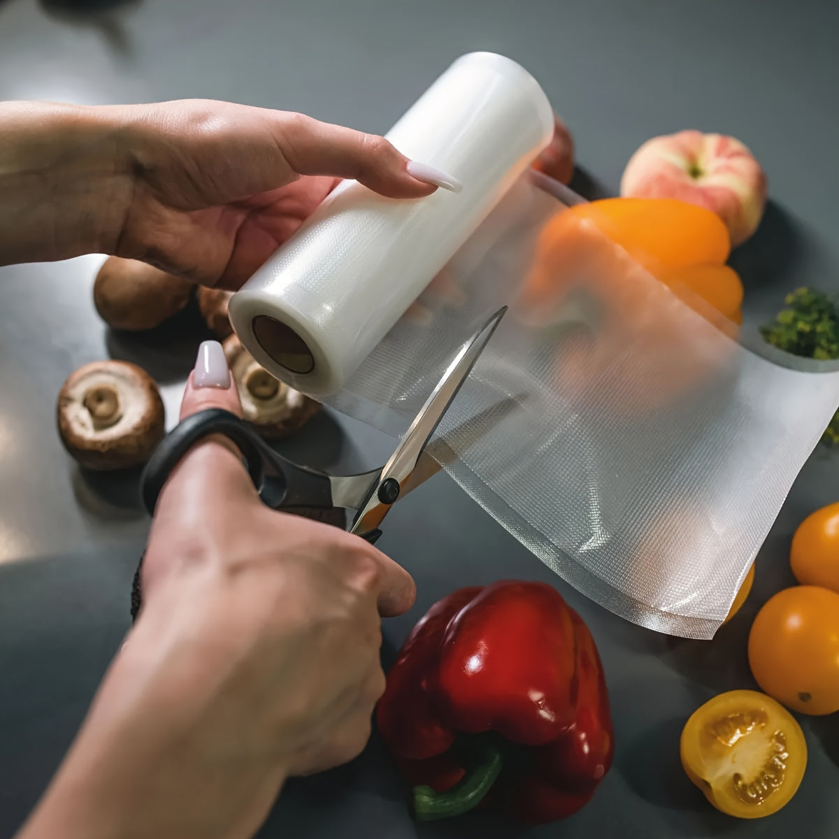 Agashe BPA-Free Vacuum Seal Rolls for long-lasting freshness in multiple sizes, perfect for sous vide, freezer storage, and kitchens.