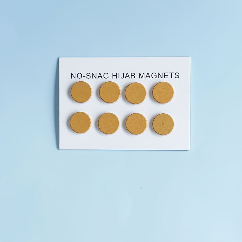 Set of 8 Minimalist Alloy Hijab Magnets with No-Snag Round Scarf Pins for Multipurpose Use