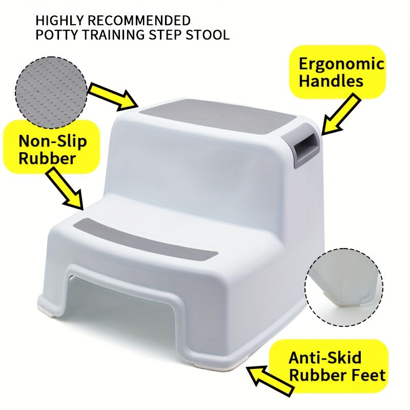 Step stool set made of plastic, perfect for children aged 3-12. Features a non-slip design and is easy to clean.