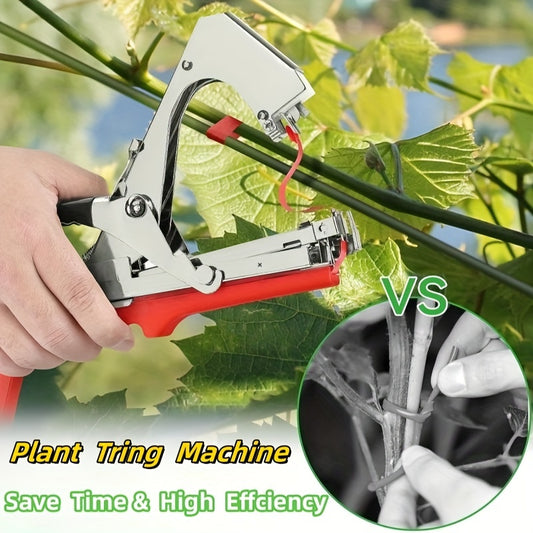 1 Set Plant Tying Machine Tool for Grapes, Raspberries, Tomatoes, and Vine Vegetables with Tapes, Staples, and Replacement Blades.