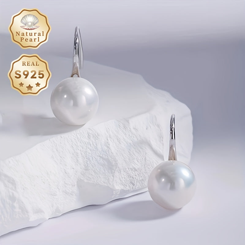 Elegant Vintage MUFAN Freshwater Pearl Drop Earrings - 11-12mm Natural Pearl, June Birthstone, 925 Sterling Silver Hooks, Perfect for Daily Wear or Gifting, Unplated Design with Mint Honey Gift Box