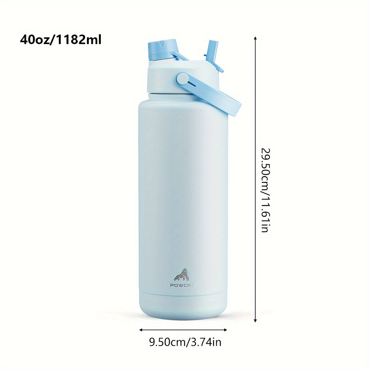 1 stainless steel 40oz water bottle with 2-in-1 straw and spout lid, keeps cold for 24 hours, leak-proof and BPA-free, ideal for sports, gym, travel, and school.