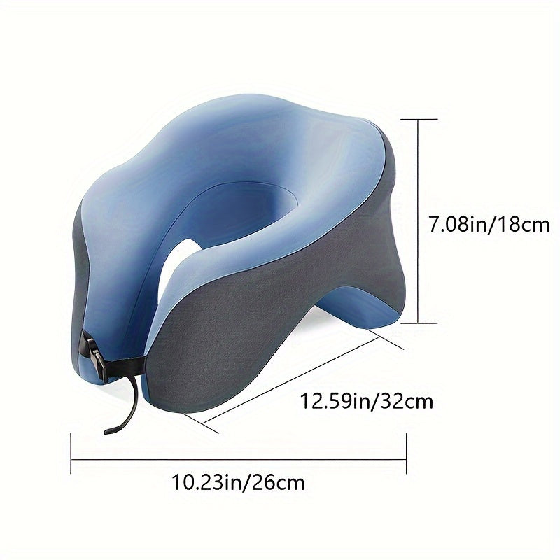 Memory Foam Core U-Shaped Pillow for Travel, Camping, and Office Use, Provides Neck and Cervical Support. Can be used on Airplanes, Cars, and at Home. Great for Face-Down Sleeping.