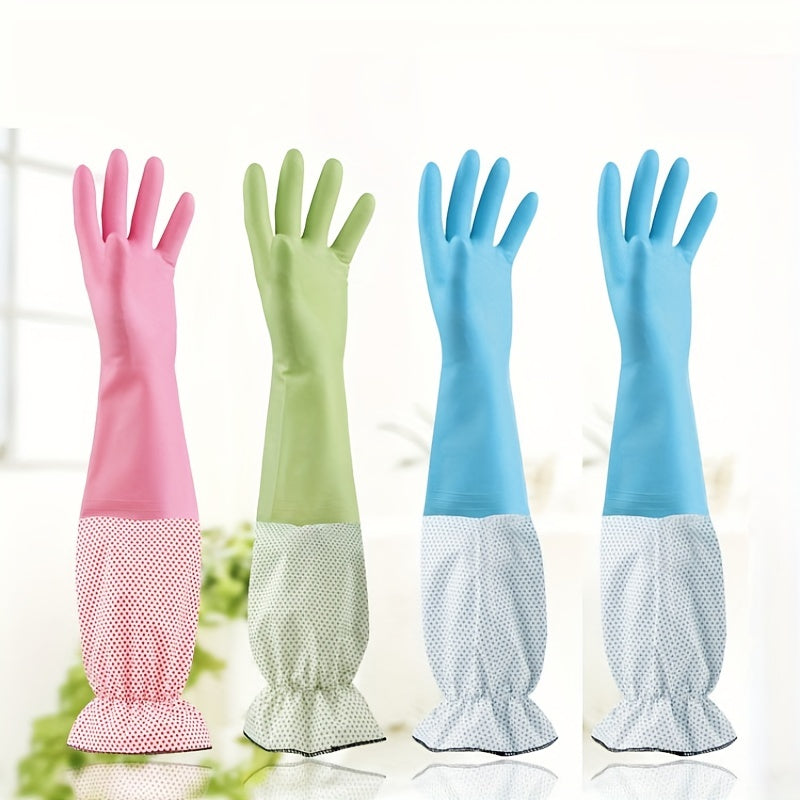 Get ready for winter with a pair of thermal gloves that are perfect for household cleaning. These waterproof kitchen dishwashing gloves feature a cozy velvet lining and a non-slip design for tackling all your housework tasks. Durable and versatile, they