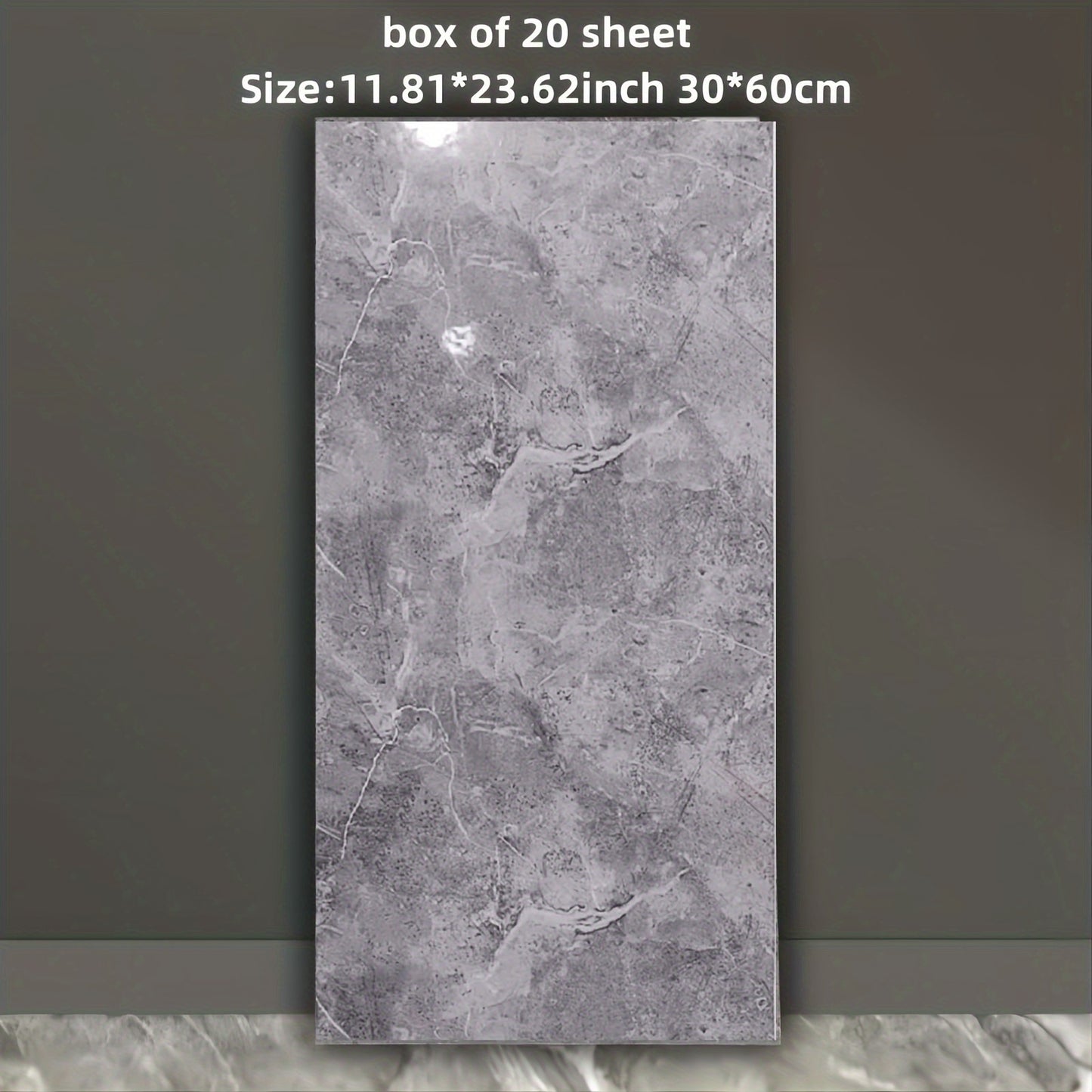 10pcs and 20pcs self-adhesive foam imitation marble tiles in PVC and PE materials with washable straight puzzle pattern. Suitable for living room, kitchen, bathroom, and home waterproof wall stickers. Can be cut to fit any size, perfect for home