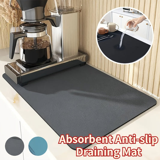 Non-Slip Coffee Maker Mat with High Absorbency - Rubber Coated Counter Protector for Espresso Machines & Kitchen Appliances, Christmas Decor, Easy to Clean