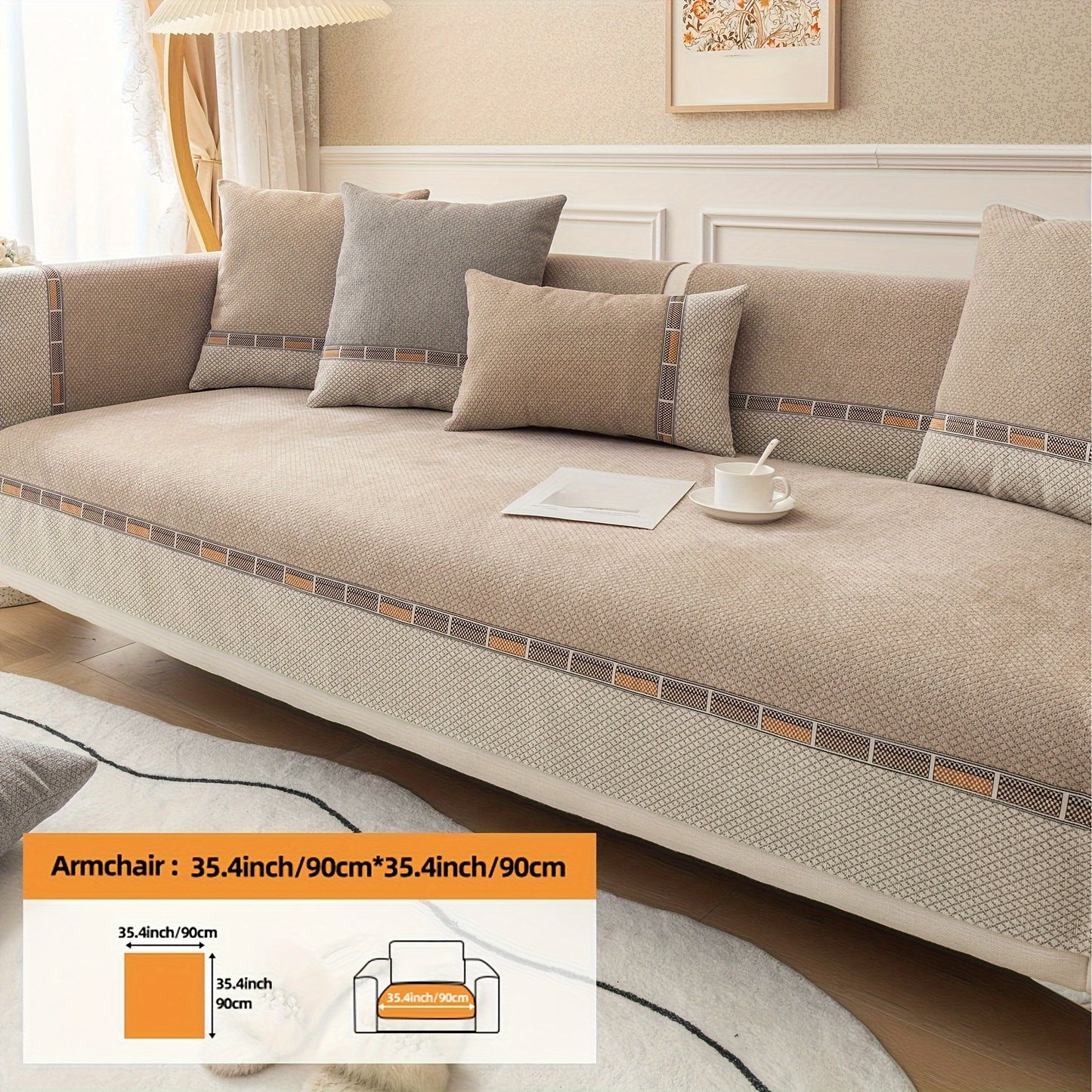 Bohemian diamond chenille sofa cover, pet-friendly, non-slip protector for home décor.