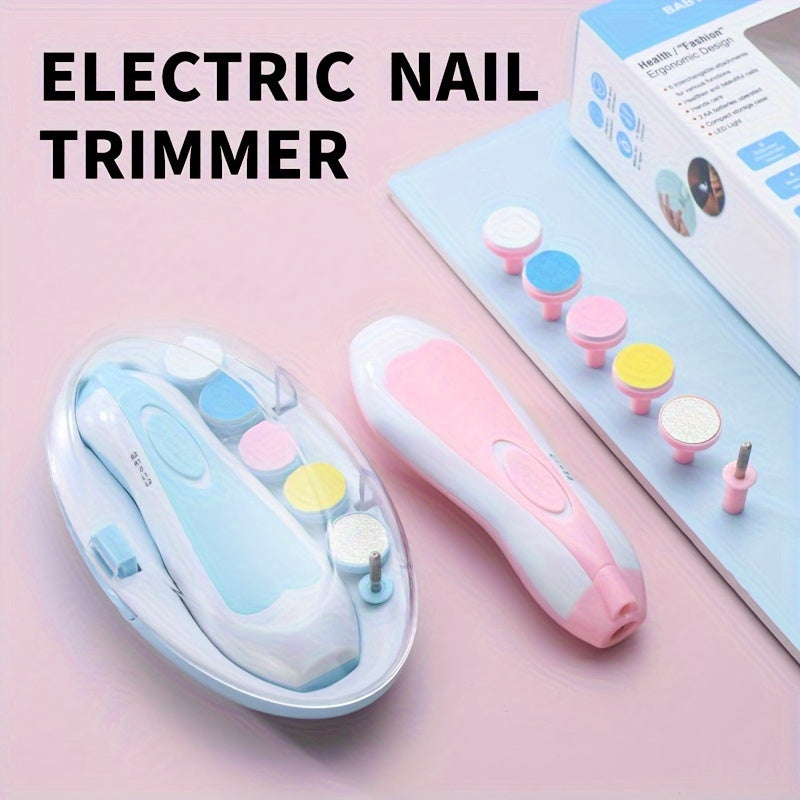 Electric Baby Nail Trimmer with LED Light and Safety Clippers, 6-in-1 Grooming Kit for Newborns, Toddlers, and Adults - Includes 6 Grinding Pads. Perfect Gift for Christmas, Halloween, or Thanksgiving Day.