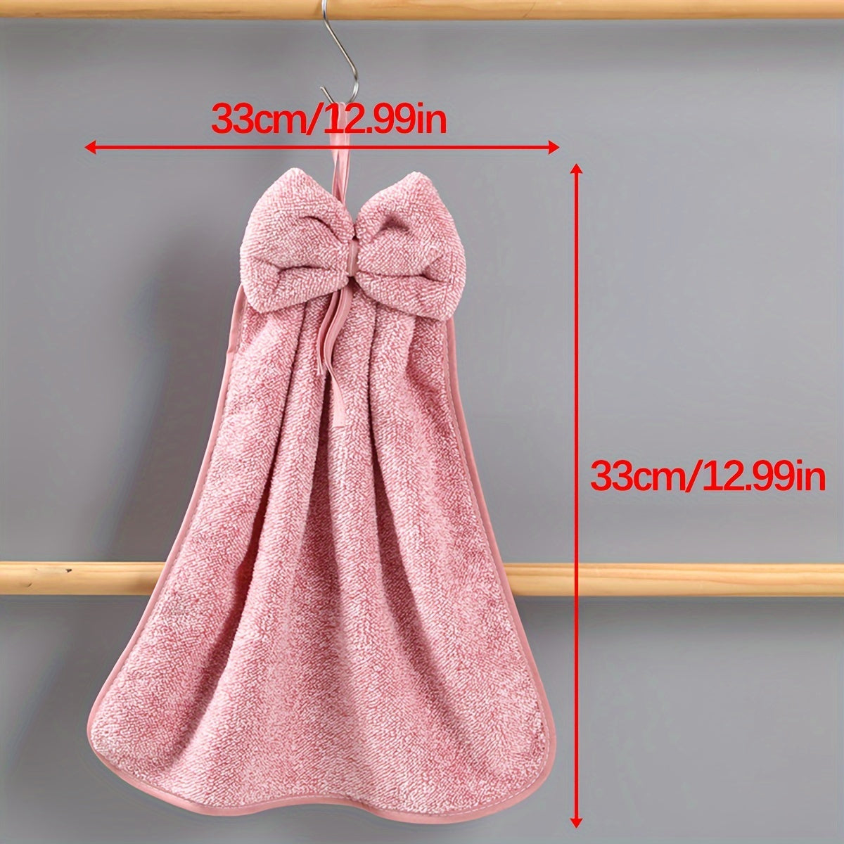 3pcs Bowknot Hanging Hand Towels, Coral Fleece, Quick Drying, Absorbent, Soft, Kitchen and Bathroom Towels.