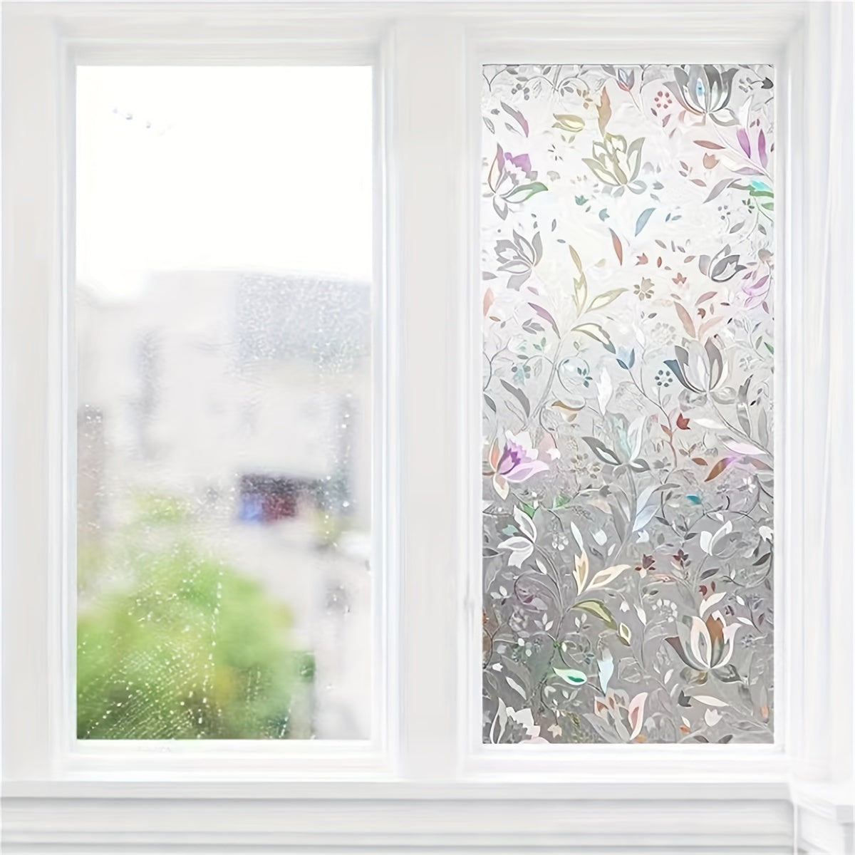 Tulip Privacy Window Film - Anti-Spy, Electrostatic PVC Glass Sticker for Decorating Home & Office - Ideal for Bedroom, Balcony, Bathroom