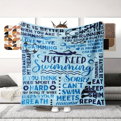 Swimming lovers will adore this cozy Swimming Blanket, perfect for women, men, teens, and girls, as well as teammates and coaches. Made from soft fleece, it is machine washable and suitable for all seasons. With a water-resistant design, it is perfect