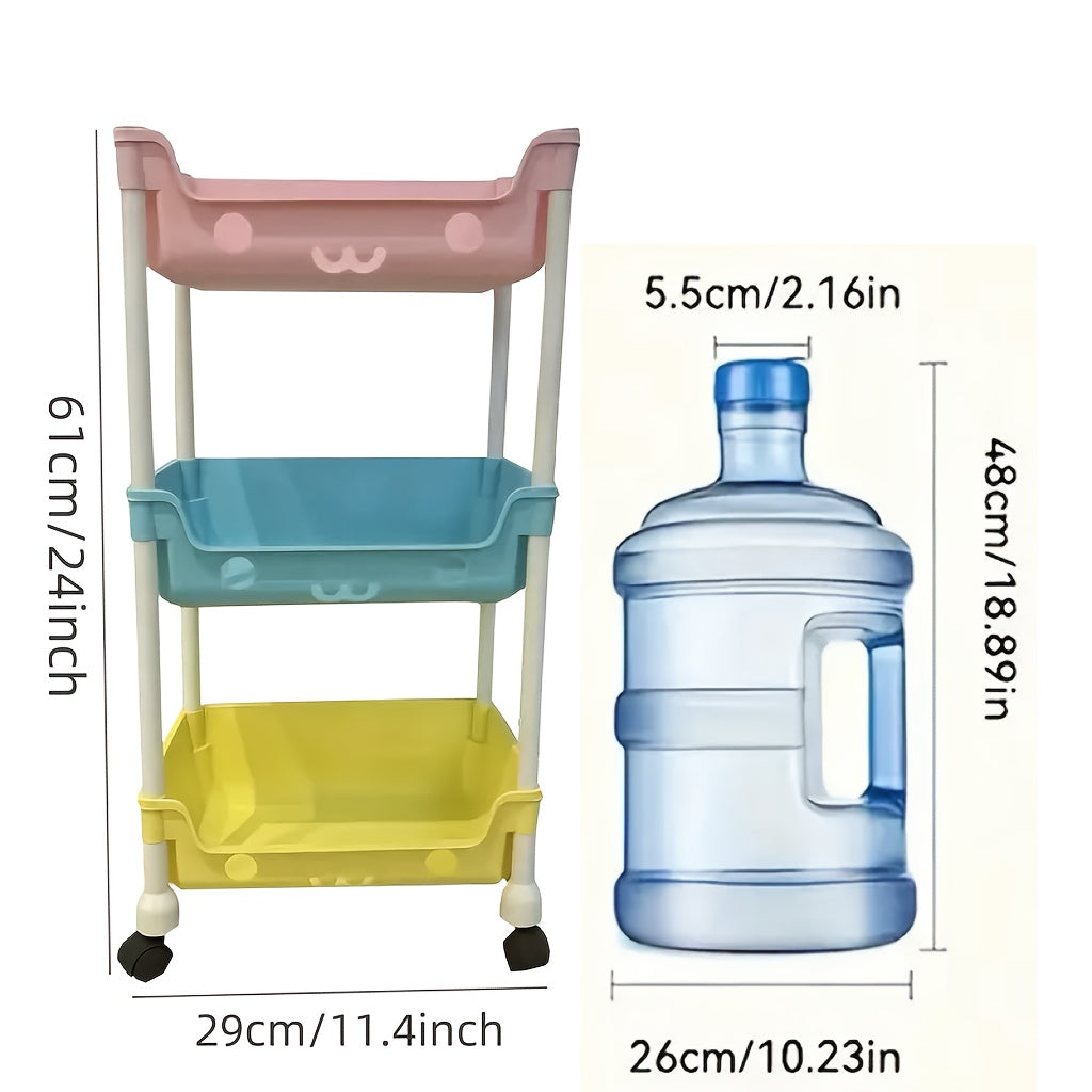 Versatile macaron mobile snack trolley with stylish storage, ideal for living rooms and kitchens.